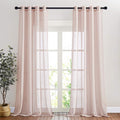 NICETOWN Pink Curtains Linen Sheer Textured, Grommet Semi Sheer Linen Weave by NICETOWN