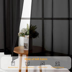 Gwine Black Sheer Curtains 108 Inches Long 2 Panels Set, Voile Light Filtering - Image 7