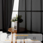 Gwine Black Sheer Curtains for Bedroom 54 inches Long 2 Panels, Light Filtering - Image 7