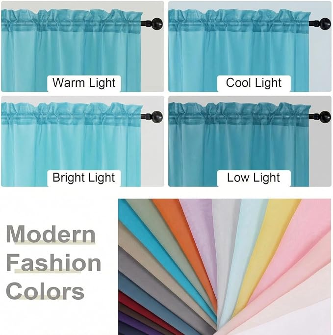 Sheer Curtains 84 Inches Long 2 Panels Set - Image 7