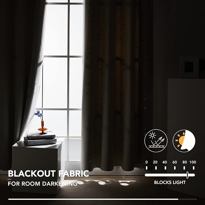 Deconovo Designer Series Silver Cubic Print Room Darkening Curtains - Image 4