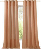 NICETOWN Linen Burnt Orange Curtains 90 inch Length 2 Panels, Grommet Privacy by NICETOWN