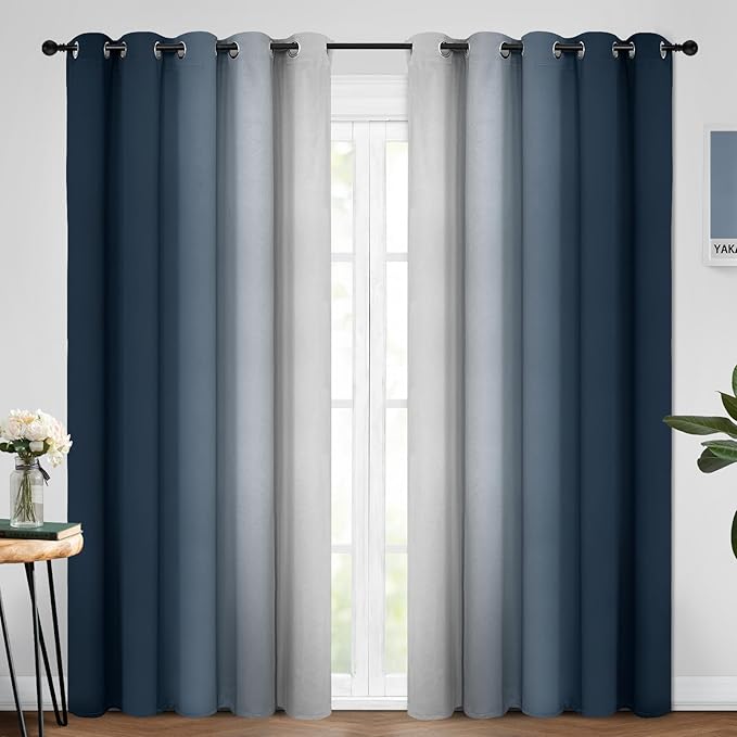 Yakamok Room Darkening Ombre Curtains 84 Inch Length, Light Blocking Grommet by Yakamok