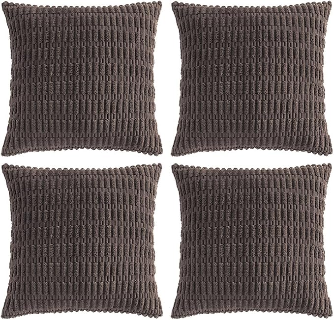Fancy Homi 4 Packs Boho Dark Brown Decorative Throw Pillow Covers 20x20 Inch by Fancy+Homi