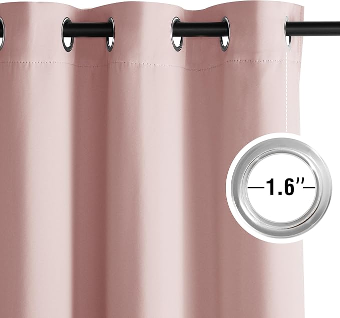 NICETOWN Room Darkening Draperies Curtains Panels, 2 Panels Blush Pink W52 x L84 - Image 3
