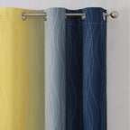 Estelar Textiler Navy Blue and Yellow Ombre Blackout Curtains 45 Inch Length 2 - Image 4