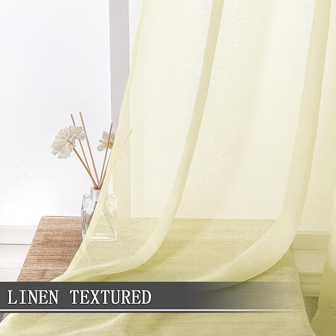Tollpiz Sheer Curtain Linen Textured Living Room Curtains Sheer Light Filtering - Image 2
