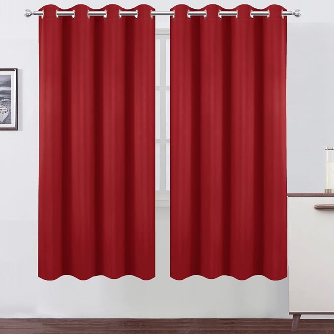 LEMOMO Red Blackout Curtains/52 x 72 Inch/Set of 2 Panels Room Darkening by Lemomo