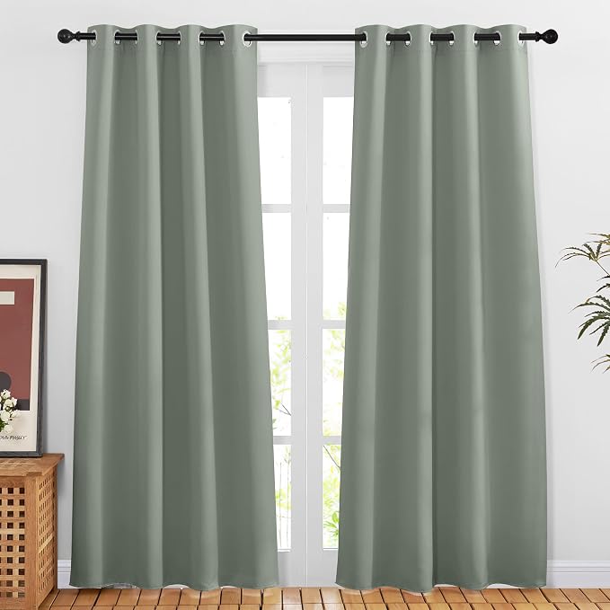 NICETOWN Sage Green 80 inch Doorway Curtains, Thermal Drapes Grommet Privacy by NICETOWN