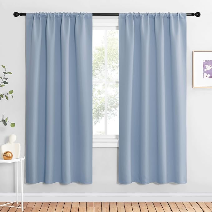 NICETOWN Blackout Curtains for Living Curtains, Vintage Blue, 1 Pair, 34-inch W by NICETOWN