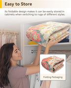 Area Rugs 6ft Washable Non-Slip, Floral Vintage Distress Print Pattern - Image 5
