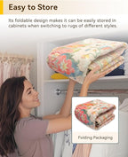RELEANY Area Rugs Square 8ft Washable Non-Slip, Floral Vintage Distress Print - Image 5