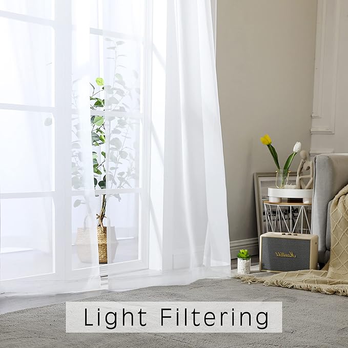 OWENIE Sheer Curtains, Rod Pocket Voile Fimly Sheer Drapes - Image 3