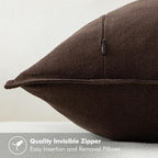 MIULEE Decorative Linen Pillow Covers 18x18 Inch Dark Brown Boho Farmhouse - Image 3