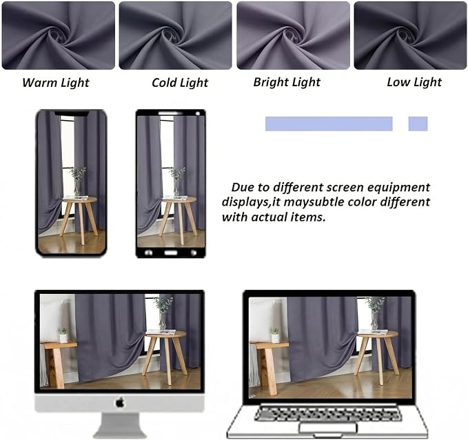 Simplebrand Ava Greyish Purple Blackout Curtains - Image 8