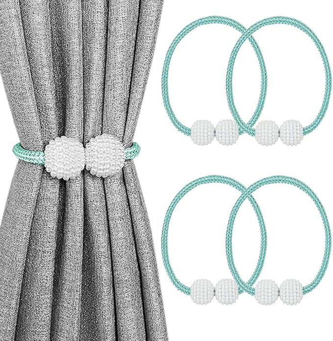 Melaluxe 4 Pack Magnetic Curtain Tiebacks, Decorative Curtain Holdbacks by Melaluxe