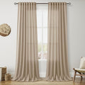 Sepia Beige Linen Curtains 102 Inches Long by Nanspring