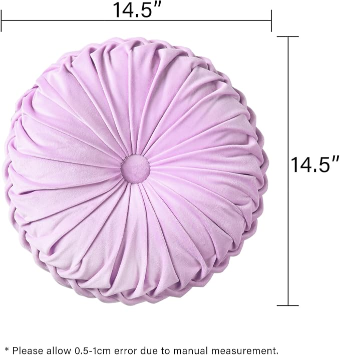 HIG Set of 2 Decorative Round Pleated Throw Pillows, Classy Accent Pumpkin - Image 4