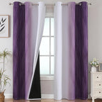 Estelar Textiler Purple and Greyish White Room Darkening Blackout Curtains 84 by ESTELARTEXTILER