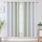 Estelar Textiler Sage Green and Greyish White Blackout Curtains 72 Inch Length - Image 2