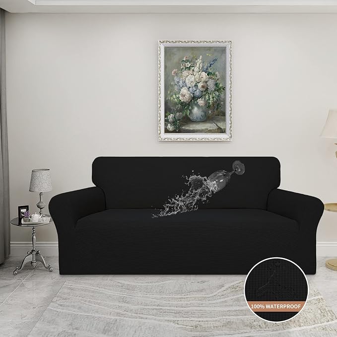 Easy-Going 100% Waterproof Dual Couch Cover, Stretch Jacquard Sofa Slipcover - Image 2