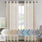 H.VERSAILTEX Linen Curtains Nickel Grommet Natural Linen Semi-Sheer Curtains 2 by HVERSAILTEX