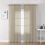 Chyhomenyc Taupe Sheer Curtains 84 Inches Long 2 Panels Set- Light Filtering by Chyhomenyc