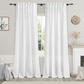 White Semi Sheer Linen Curtains 90 inch Length by Nanspring