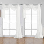 OVZME White Sheer Window Curtains 144 inch Extra Long 2PCS, Airy Scarf Drapes by OVZME