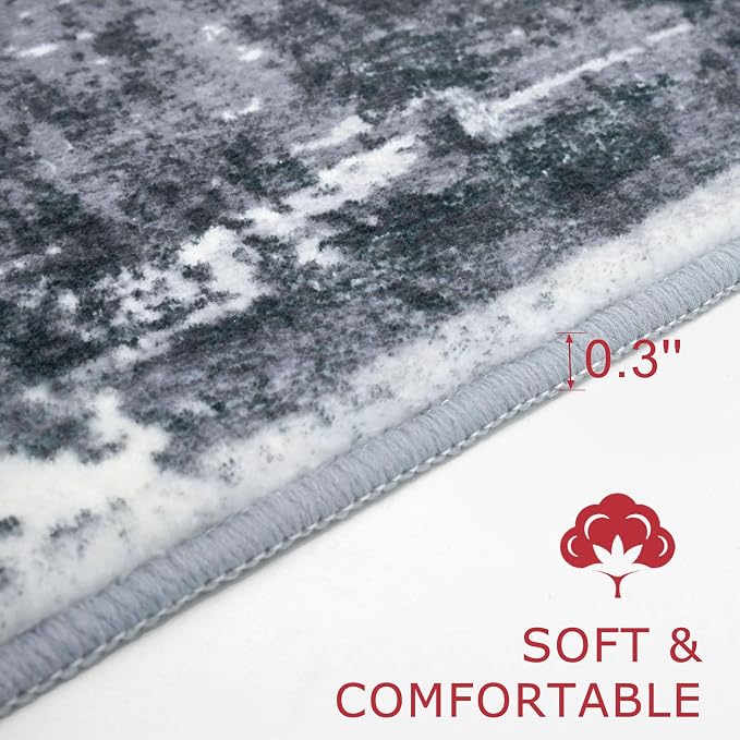 KOZYFLY Modern Abstract 3x5 Rug Gray Washable Rug Entry Rug, Soft Non-Slip - Image 4