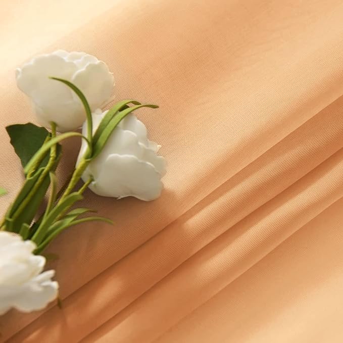 SpaceDresser Beige Sheer Curtains 4 Panels Rod Pocket Semi-Sheer Curtain 45 - Image 6