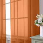 Aiyufeng Orange Sheer Curtains 84 Inches Long 2 Panels Set, Light Filtering - Image 2