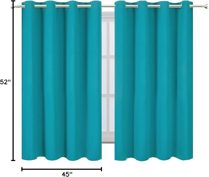 LEMOMO Teal Blackout Curtains/52 x 45 Inch Length Kids Curtains/Set of 2 Panels - Image 10