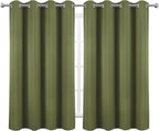LEMOMO Olive Green Thermal Blackout Curtains/52 x 54 Inch/Set of 2 Panels Room - Image 2