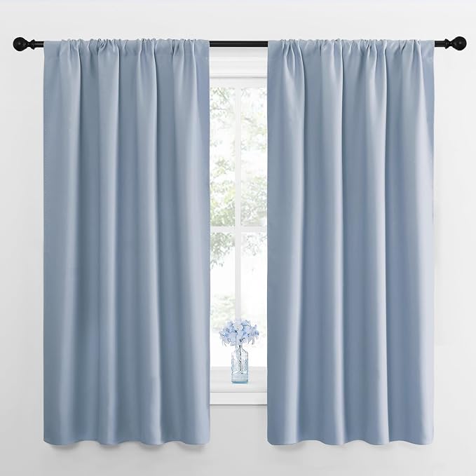 NICETOWN Kitchen Curtains, Short Blackout Drapes, Vintage Blue, 34 in x 45 in by NICETOWN