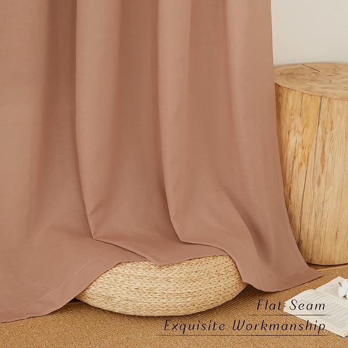 NICETOWN Terracotta Thick Linen Curtains 72" Length, Grommet Privacy Window - Image 2
