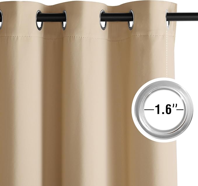NICETOWN Blackout Curtains Grommet 2 Panels 72 Inches Long, Biscotti Beige - Image 4