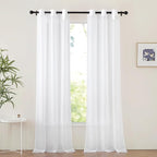 NICETOWN White Sheer Curtains 96 inches Long, Grommet Light Filtering Voile by NICETOWN