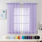Chyhomenyc Lilac Sheer Curtains 63 Inch Length 2 Panels, Light Filtering Airy by Chyhomenyc