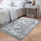 Goolela Grey Fluffy Fuzzy Rug for Bedroom Dorm 3x5 Gray Furry Faux Fur Shaggy - Image 2