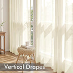 MIULEE Light Cream Sheer Curtains 63 Inches Long, 4 Panels Set, Light Filtering - Image 5