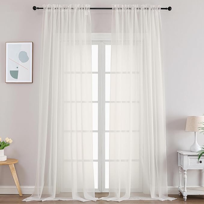 Gwine Ivory Sheer Curtains 108 Inches Long by Gwine