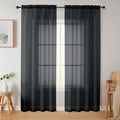 Black Sheer Curtains 84 Inches Long 2 Panels, Soft Airy Light Filtering Curtains by WelvetBLK