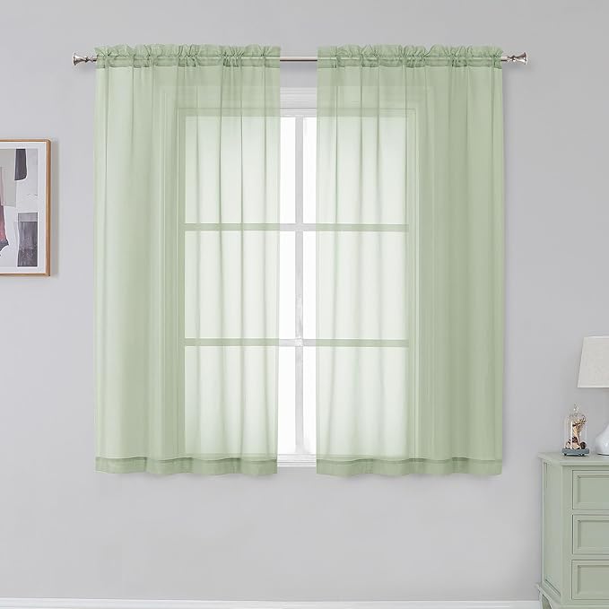 Simplebrand Rod Pocket Top Solid Voile Sheer Curtains by Simplebrand