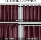 Nanspring Burgundy Linen Curtains 132 Inch Length - Image 2