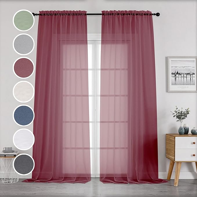 OWENIE Sheer Curtains 96 Inch Long, Elegant Sheer Curtains by OWENIE