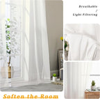 Gwine Ivory Sheer Kitchen Curtains 36 Inch Length, Light Filtering Voile Soft - Image 3