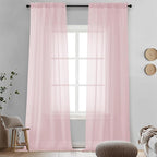 OVZME Blush Pink Sheer Curtains 96 Inches Long 2 Panels by OVZME