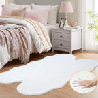 ORINOVA White Faux Rabbit Shaggy Fur Rug 4x6 Area Rugs - Image 3