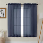 Gwine Navy Blue Sheer Curtains 63 Inch Length by Gwine